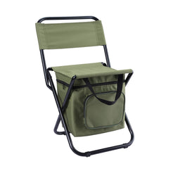 Green Portable 3-in-1 Folding Camping Chair with Storage Bag, Backrest, and Insulated Cooler for Outdoor Fishing, Hiking, and Picnics