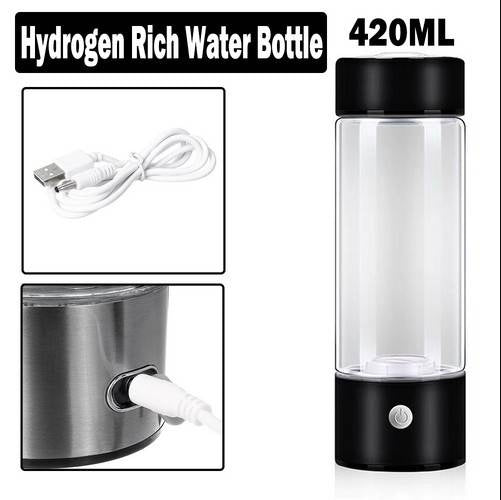 Hydrogen Rich 420ML Portable Water Glass Bottle Alkaline Generator Ionizer USB