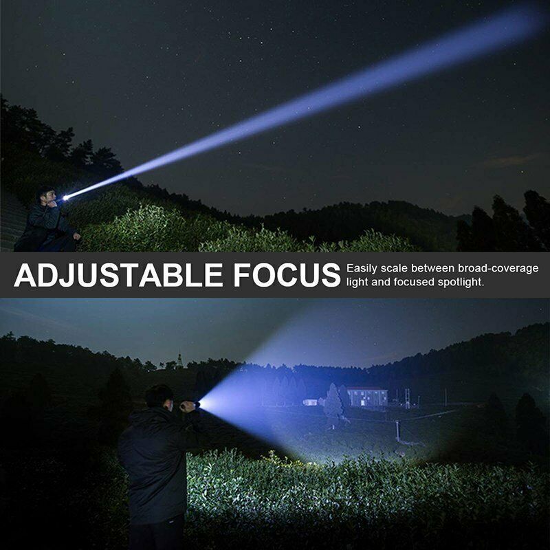 9900000LM Ultra Bright LED Tactical Flashlight 3-Modes Zoom Torch USB Charging