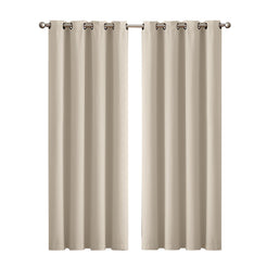 2x Blockout Curtains Panels 3 Layers Beige-1861639776134893568